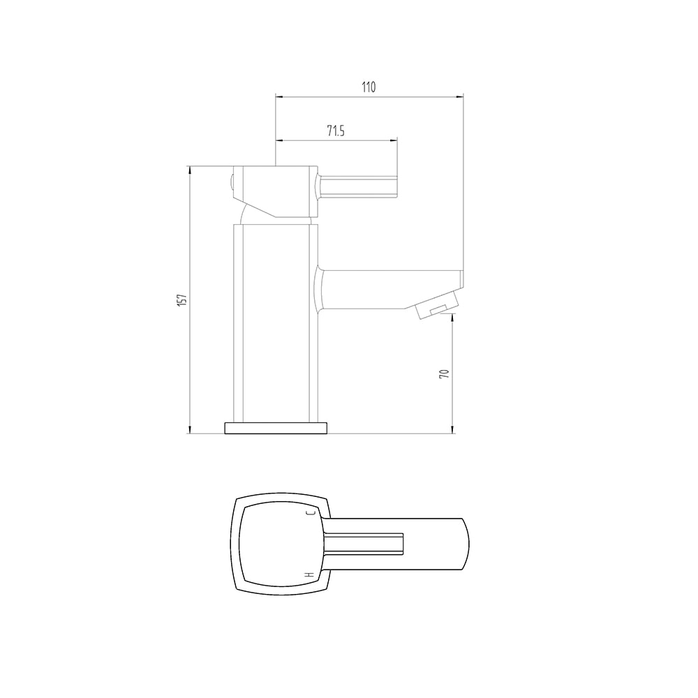 Sophie Basin Mixer Technical Drawing