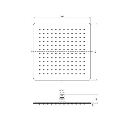 Alternative view of 300mm Square Shower Head