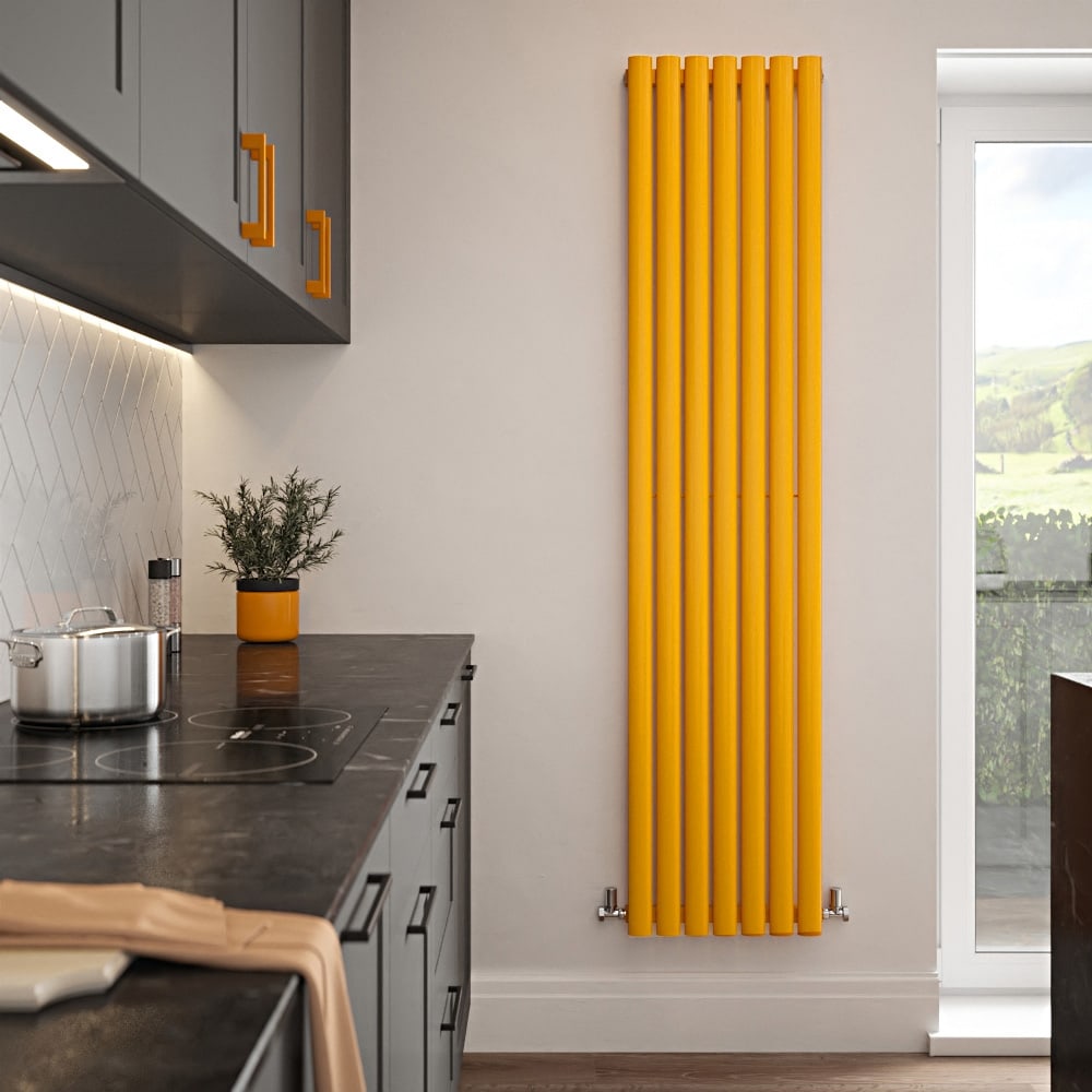 Vibrance 7 panel radiator in mustard yellow