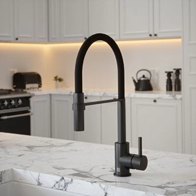 Carysil Tube Tap Without Spray Function in Black with Black Velvet Tube
