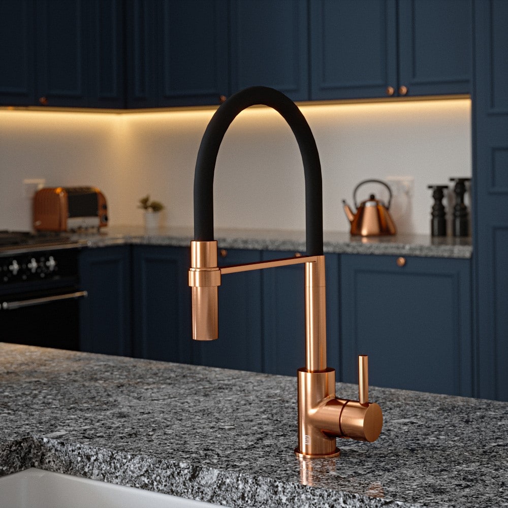Carysil Tube Tap Without Spray Function in Copper with Black Velvet Tube