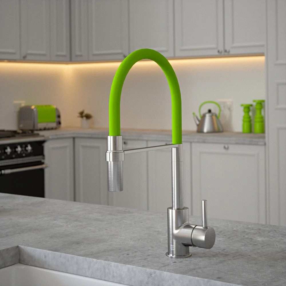 Carysil Tube Tap Without Spray Function in Nickel with Green Tea Tube