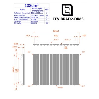 Vibrance Radiator 2 Line Drawings from Carysil