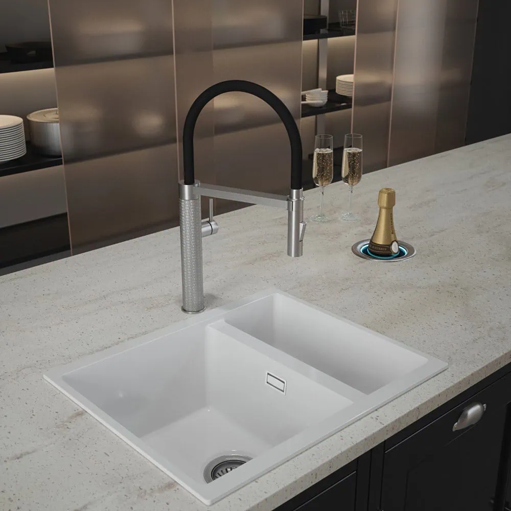 Quilt Diamond Carved Tube Spray Tap in Brushed Nickel