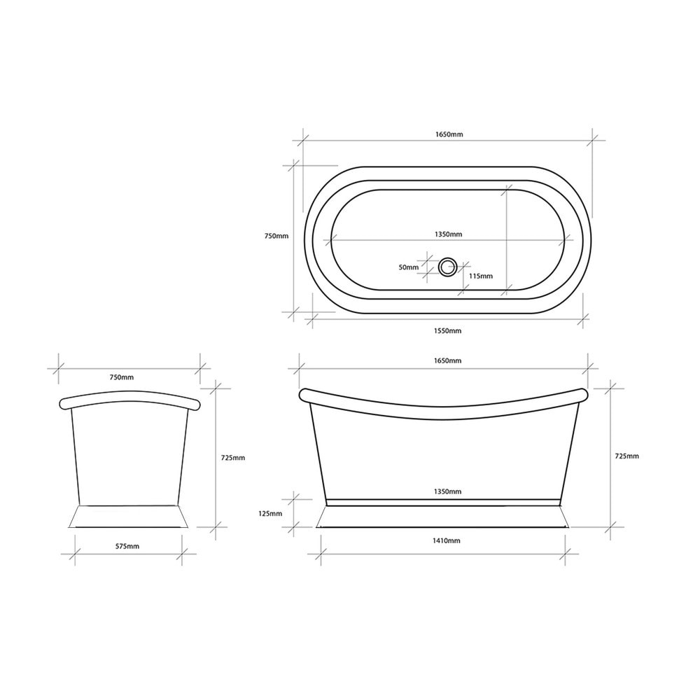 Traditional Brass Freestanding Bath 1650mm x 750mm - Image 3