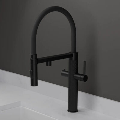 Quilt Design 4 in 1 Instant Hot Tap Matt Black and Black Tube