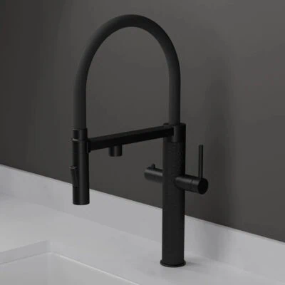 Quilt Design 4 in 1 Instant Hot Tap Matt Black and Black Tube