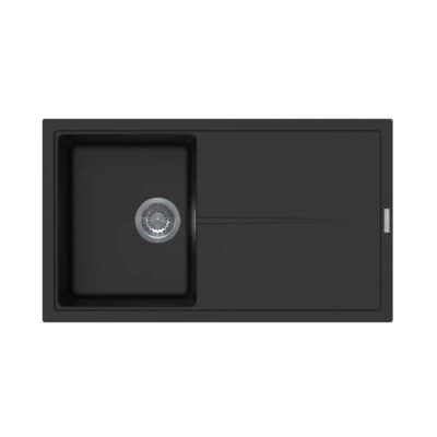 DeSanti Cesano Granite Compact Inset Single Bowl & Drainer - Black