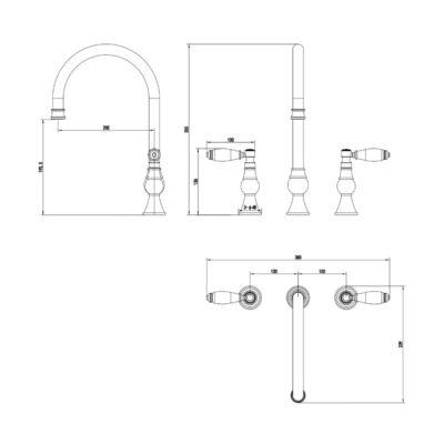Alternative view of Traditional Ceramic Lever 3 Hole Kitchen Mixer