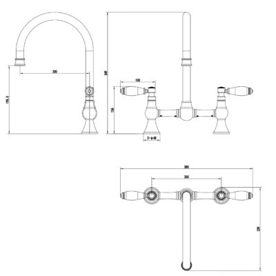 Alternative view of Traditional Ceramic Lever Bridge Kitchen Mixer