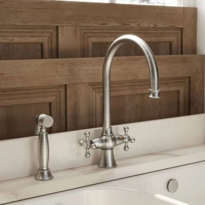 Traditional Cross Head Twin Kitchen Mixer