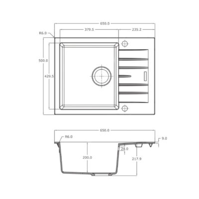Alternative view of Turin Granite Compact Inset Single Bowl & Short Drainer
