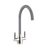 Twin Lever Kitchen Mixer Chrome with Gun Metal Grey Spout and Handles