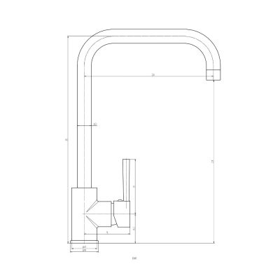 Alternative view of 'L' Spout Single Lever Kitchen Mixer